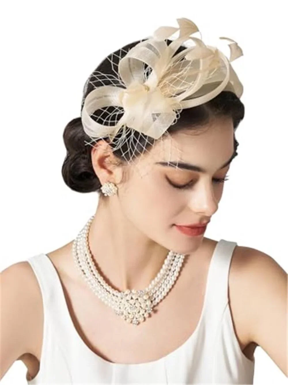 Fascinators Headband with Feather, Women's Tea Party Hat for Kentucky
